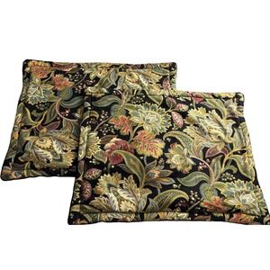 Set of 2 Biltmore Standard Pillow Shams Jacobean Paisley 21 x 27 Black